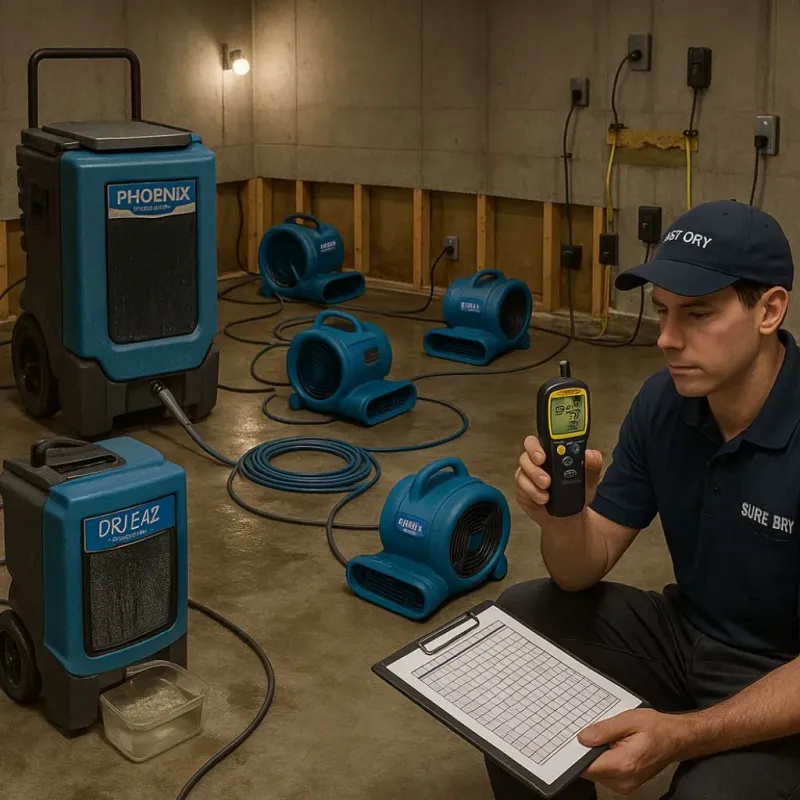 Structural Drying and Dehumidification process in Camp County, TX